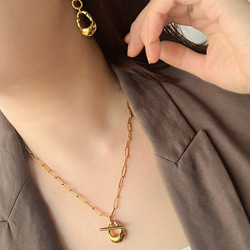 【ifumé】ゴロンとしたドロップのネックレス＆ピアス（イヤリング）GOLD Set サージカルステンレス 8枚目の画像