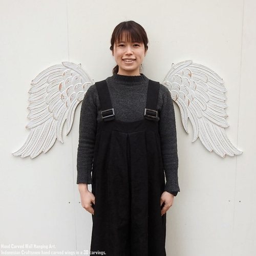 羽 オブジェ ホワイト 白 天使 翼 壁掛け インテリア アジアンアート