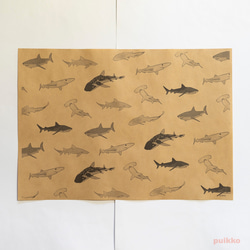 紙製ブックカバー　サメ（モノクロ）　A3判（5枚セット） 4枚目の画像