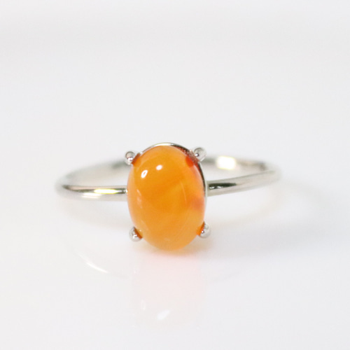 S925製 18KGP カーネリアン 8×6mm 丸 天然石 指輪 指輪・リング