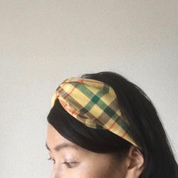 馬德拉斯格紋頭巾（黃色） 第5張的照片