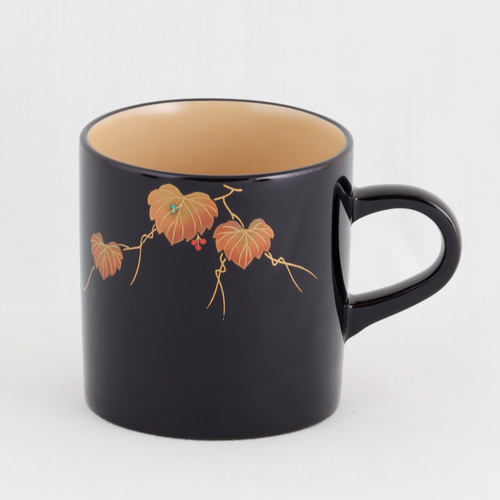 伝統工芸 輪島塗 ペア珈琲カップ 蔦蒔絵 スプーン付【1103