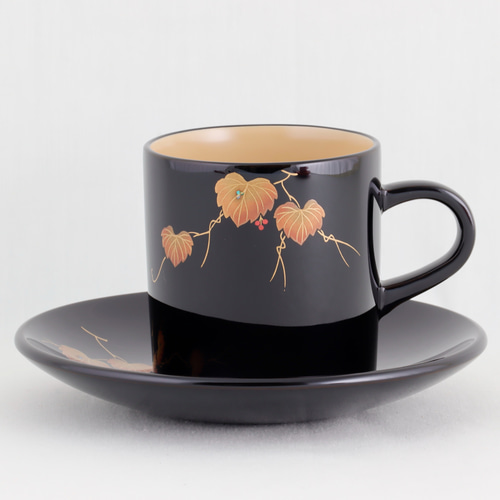 伝統工芸 輪島塗 ペア珈琲カップ 蔦蒔絵【1103-1】 ティーカップ 伝統