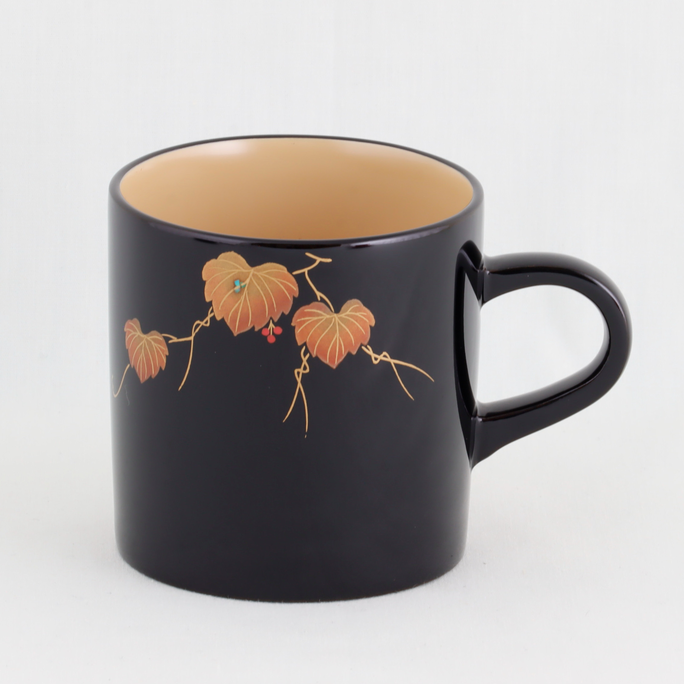 伝統工芸　輪島塗　ペア珈琲カップ　蔦蒔絵【1103-1】