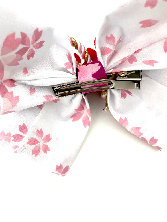 桜リボンとつまみ細工の髪飾り 4枚目の画像