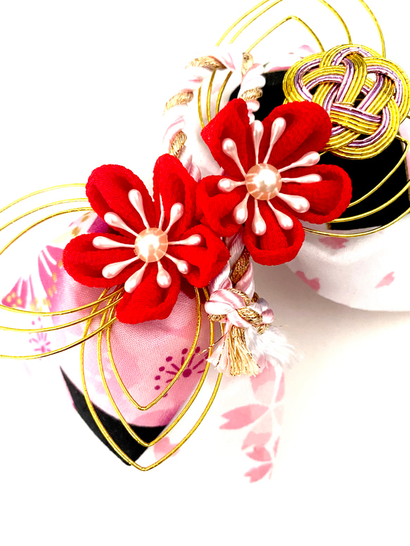 桜リボンとつまみ細工の髪飾り 3枚目の画像