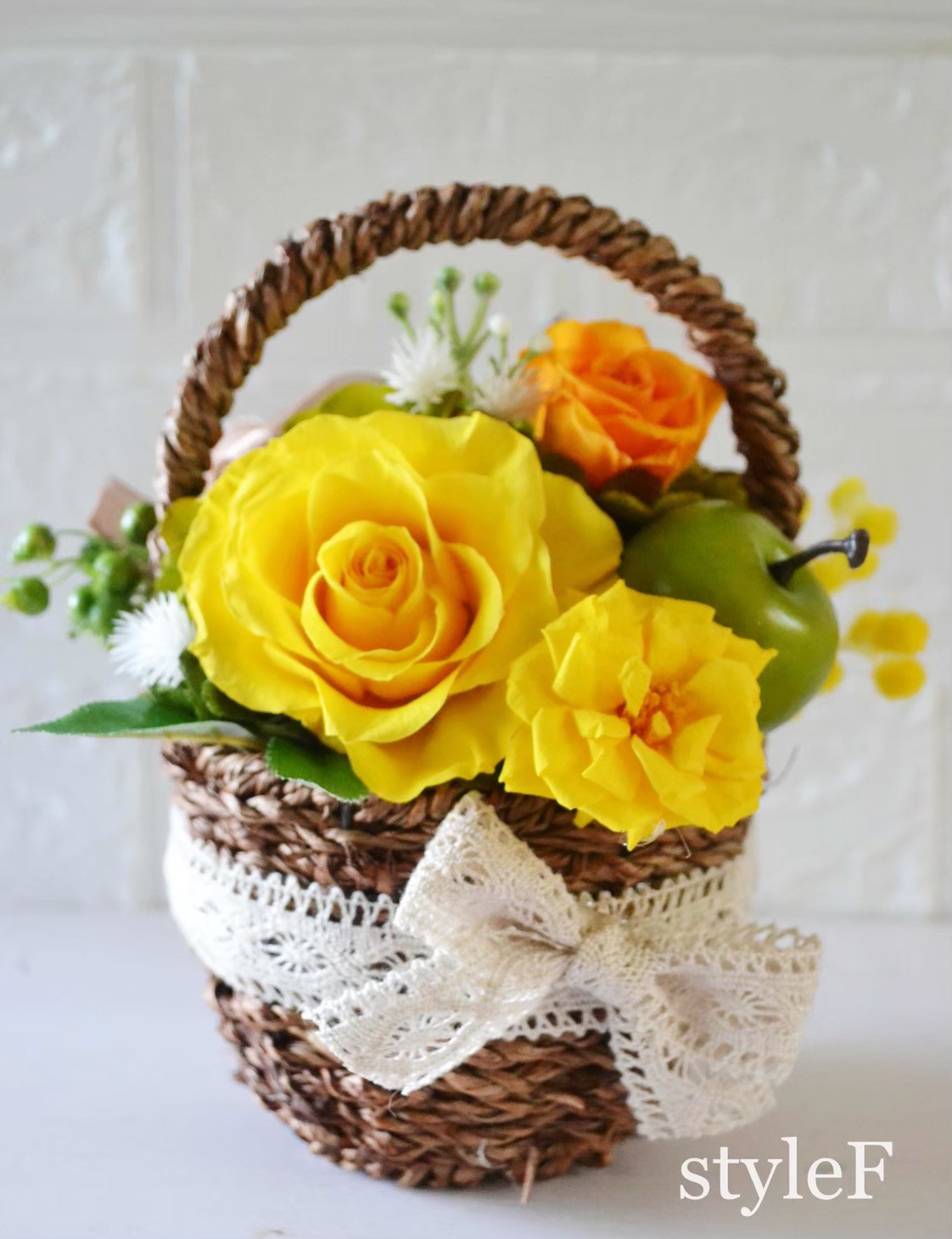 ギフトバスケットアレンジ！プリザーブドフラワー　/ギフト/インテリア/結婚祝/お誕生日祝い