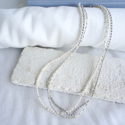 卒業式・入学式】3WAY 小粒クリスタルパールの3連ネックレス｜ハレの