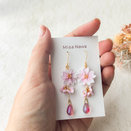 ピアス ハンドメイド フラワー 桜 夏ピアス 05f335d56d0e6c88f1f93abf66a76b