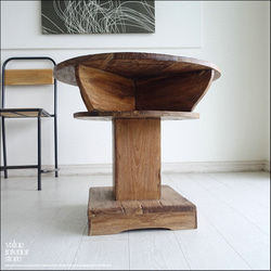 ヴィンテージサイドテーブルAnqbo20 丸テーブル 円形テーブル 什器 コーヒーテーブル チーク材 一点物 再生家具 1枚目の画像