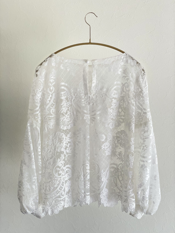 Cord leaver lace blouse パフスリーブリバーレースブラウス 3枚目の画像