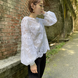 リンカブル　スリーブレースブラウス 予約]レースフレンチスリーブブラウス/ホワイト – Lumier