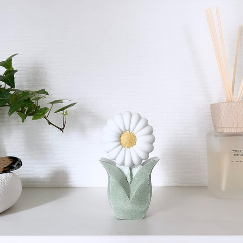 セメントオブジェ フラワー マーガレット 花 インテリア雑貨 置物
