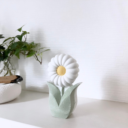 セメントオブジェ フラワー マーガレット 花 インテリア雑貨 置物