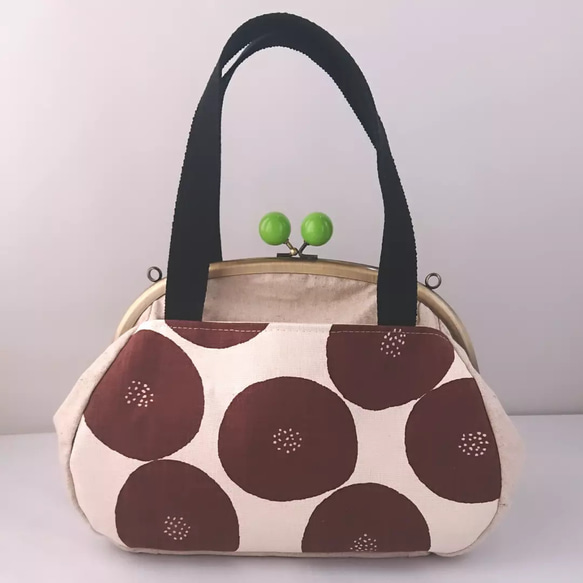 たっぷり入る！がま口バッグ あんぱん柄×natural トートバッグ 