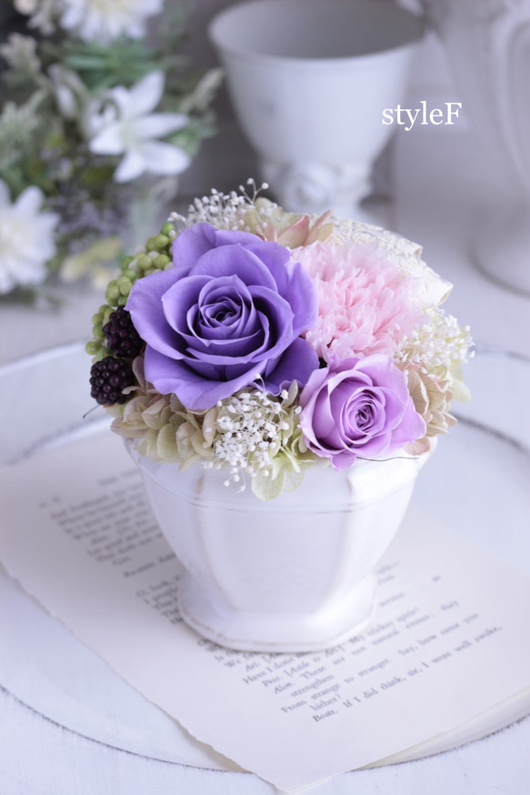 プリザーブドフラワー 薔薇 あじさい パープル ギフト 誕生日 インテリア プリザーブドフラワー 薔薇 あじさい パープル ギフト 誕生 インテリア