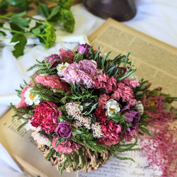 ●母の日×「早割」​​​​​​sweet pink mini flower basket ドライフラワー　母の日ギフト　 2枚目の画像