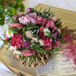 ●母の日×「早割」​​​​​​sweet pink mini flower basket ドライフラワー　母の日ギフト　 5枚目の画像