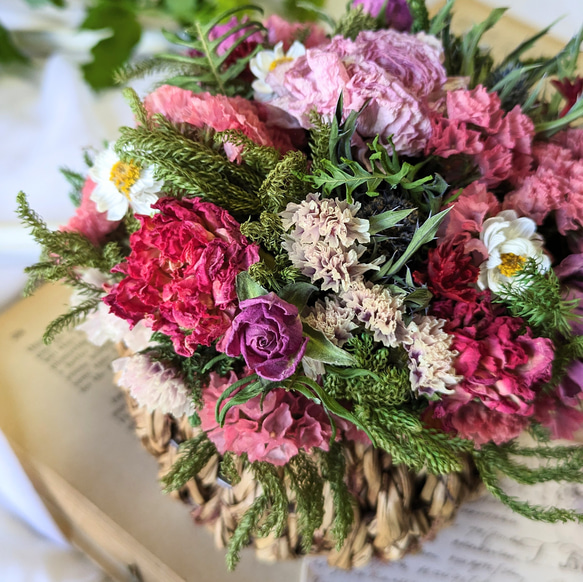 ●母の日×「早割」​​​​​​sweet pink mini flower basket ドライフラワー　母の日ギフト　 4枚目の画像