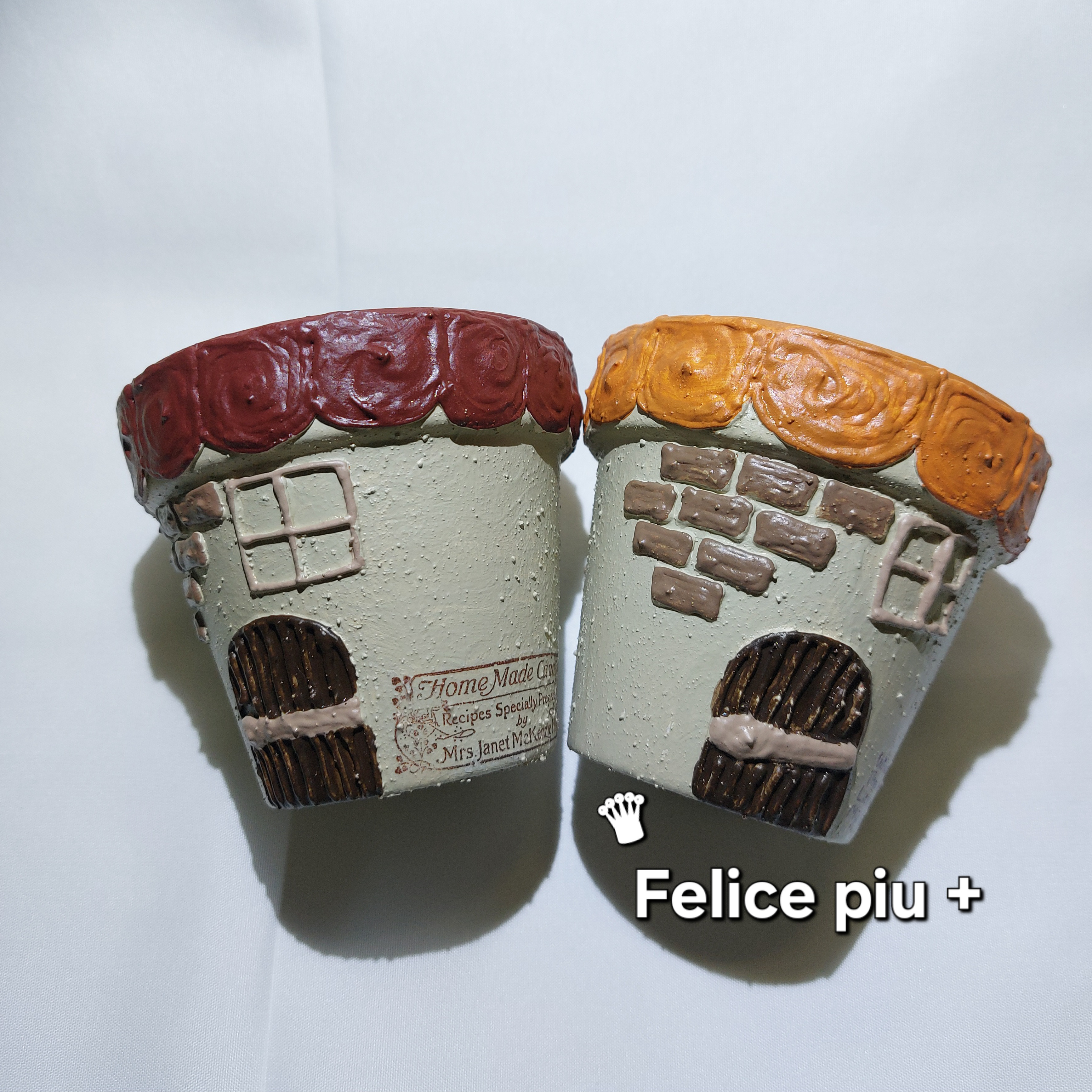 新しく着き リメイク鉢 リメ鉢 + piu Felice 多肉植物 2.5号鉢2点セット フラワー・リース