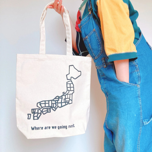 ペンあり】日本地図 トートバッグ シルクスクリーン 帆布 トートバッグ