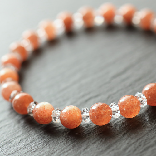 天然石 オレゴンサンストーン　ブレスレット　5ミリ 最高品質]サンストーンブレスレット（約11.5mm玉・奇跡の最高峰サン