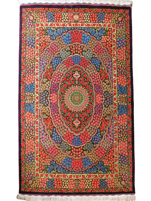 ペルシャ絨毯　クム産　イザテイ房　シルク　 2枚目の画像