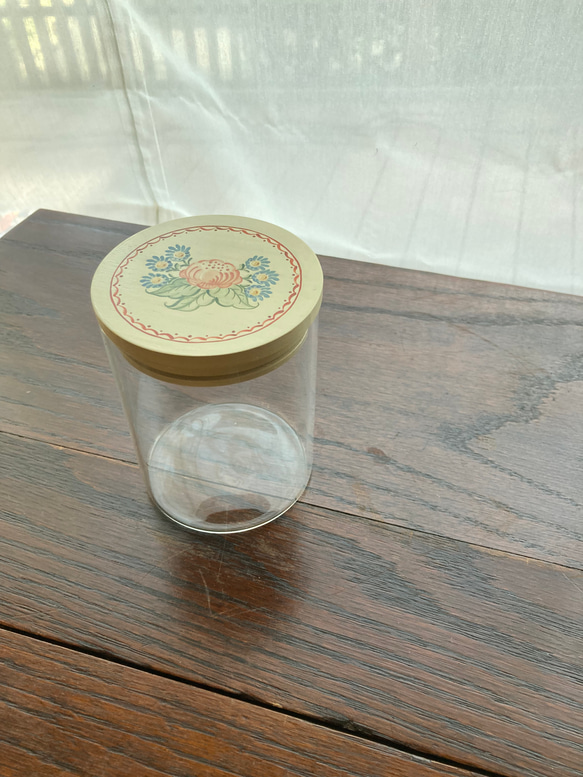 クリアガラスのキャニスター(540ml瓶)ヨーロピアンペインティング コーヒー豆　密閉容器　[すぐ届く母の日2024] 2枚目の画像