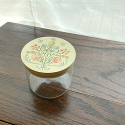 クリアガラスのキャニスター(400ml瓶)ヨーロピアンペインティング コーヒー豆　密閉容器 1枚目の画像