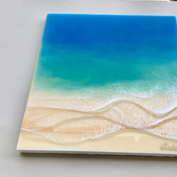 レジンアート海 沖縄の青い海🌊 A4サイズ 砂を使用して、透き通るような浅瀬の海