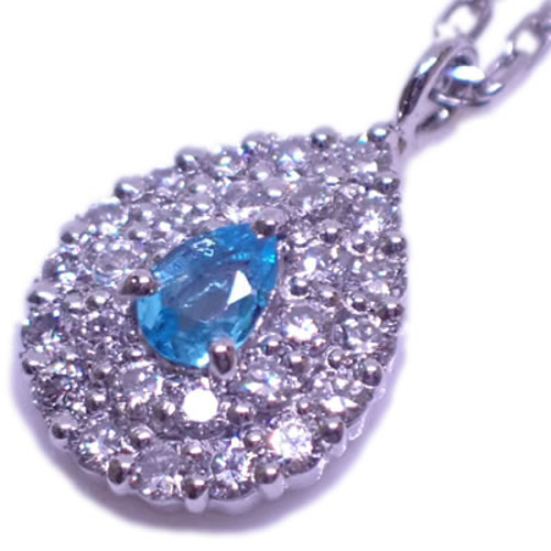 Pt ペアシェイプカット パライバトルマリン-0.04ct ダイヤモンド  