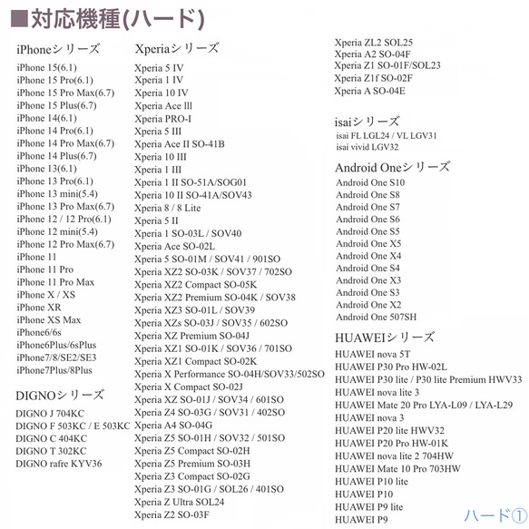 スマホケース対応機種一覧 6枚目の画像