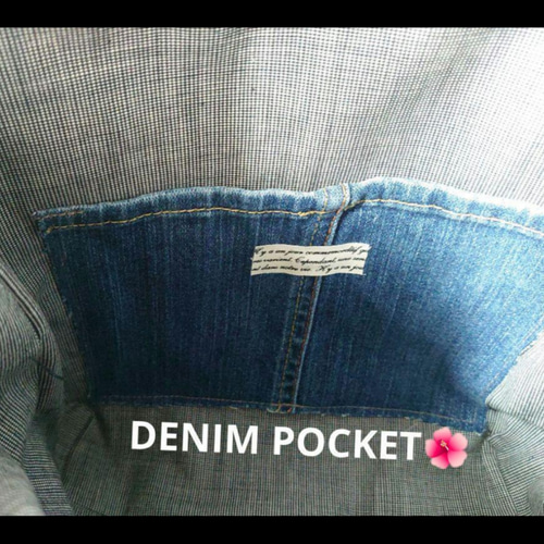 No.423【DENIM✖️Flower 全面あおりポケット巾着BAG