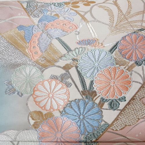 専用ページ ワンタッチ帯 くらわん帯 正絹袋帯リメイク 菊蝶文様 作り 