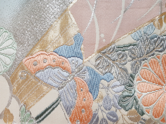 ワンタッチ帯　くらわん帯　正絹袋帯リメイク　菊蝶文様　作り帯　 13枚目の画像