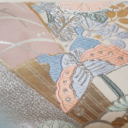 ワンタッチ帯　くらわん帯　正絹袋帯リメイク　菊蝶文様　作り帯　 7枚目の画像