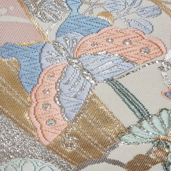 ワンタッチ帯　くらわん帯　正絹袋帯リメイク　菊蝶文様　作り帯　 8枚目の画像