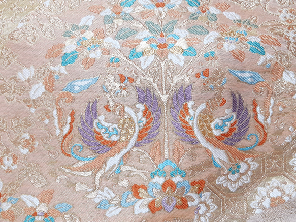 ワンタッチ帯　くらわん帯　正絹袋帯リメイク　正倉院鳳凰文様　作り帯　 4枚目の画像