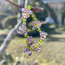 お花ブレスレット（ラベンダー）（フリーサイズ） 1枚目の画像