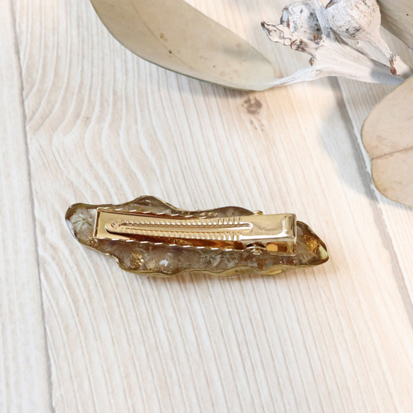 〖アゲートスライス風 〗 ドライフラワーのヘアクリップ 2枚目の画像