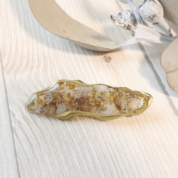 〖アゲートスライス風 〗 ドライフラワーのヘアクリップ 1枚目の画像