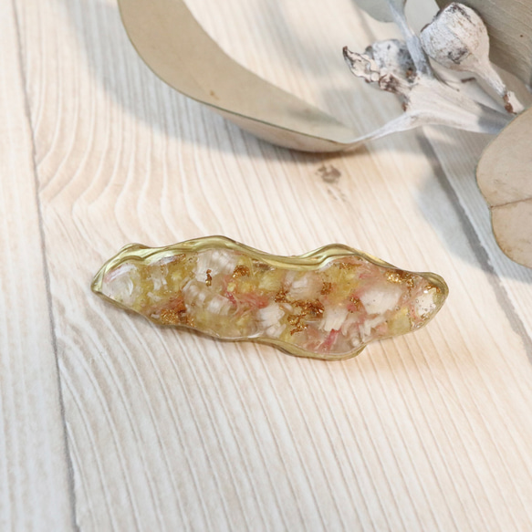〖アゲートスライス風 〗 ドライフラワーのヘアクリップ 1枚目の画像