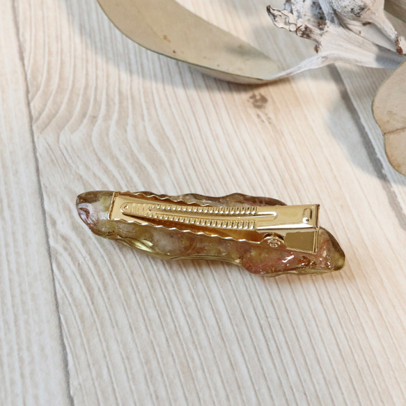 〖アゲートスライス風 〗 ドライフラワーのヘアクリップ 2枚目の画像