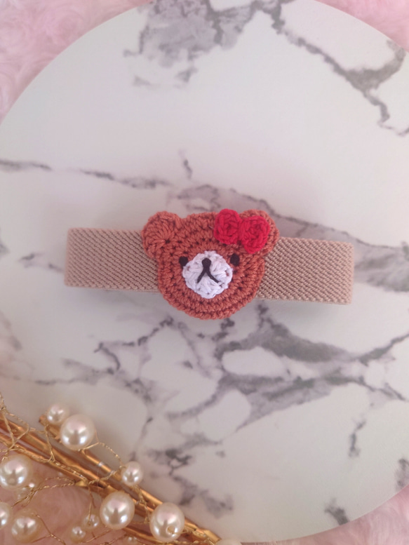 【送料無料】おめかしくまちゃん（横バージョン）ランチ・手帳ベルト 3枚目の画像