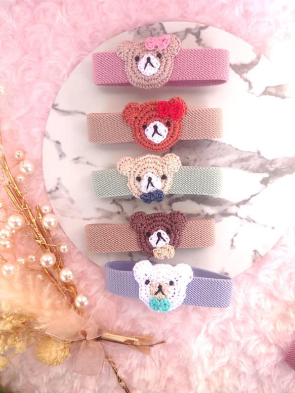 【送料無料】おめかしくまちゃん（横バージョン）ランチ・手帳ベルト 1枚目の画像