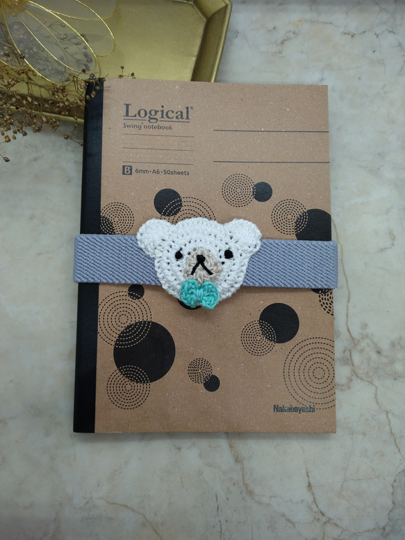 【送料無料】おめかしくまちゃん（横バージョン）ランチ・手帳ベルト 8枚目の画像