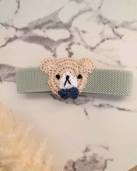 【送料無料】おめかしくまちゃん（横バージョン）ランチ・手帳ベルト 4枚目の画像