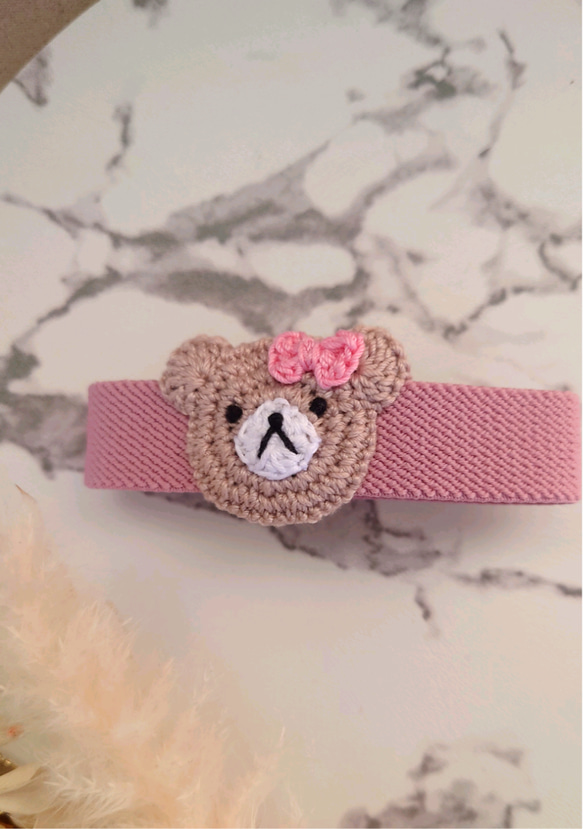 【送料無料】おめかしくまちゃん（横バージョン）ランチ・手帳ベルト 2枚目の画像