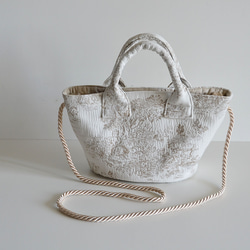 【數量有限】SAFECO 法國 Toile de Jouy 提花 2way Basket Bag Latte (Toile de 第9張的照片