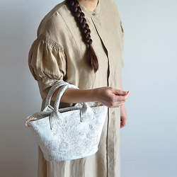 【數量有限】SAFECO 法國 Toile de Jouy 提花 2way Basket Bag Latte (Toile de 第5張的照片